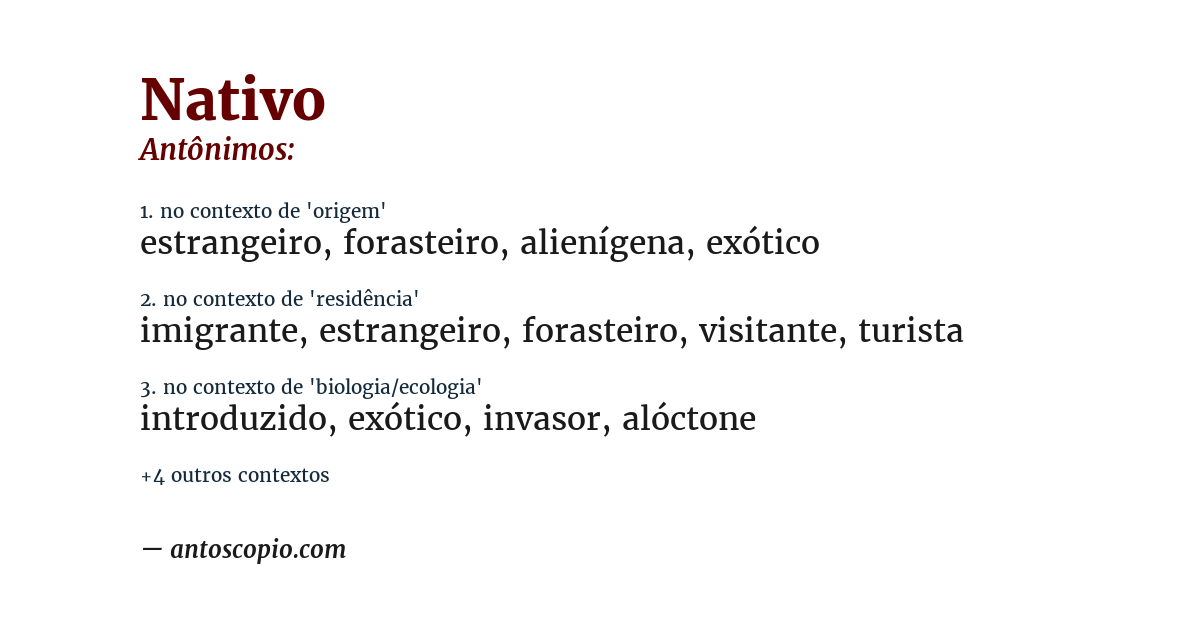 Antônimo de nativo