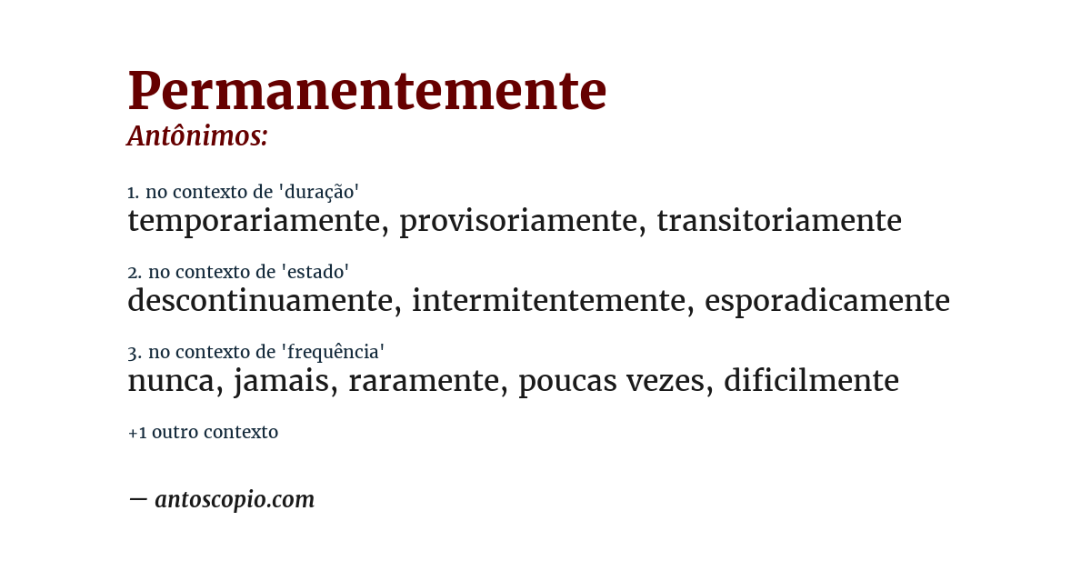 Antônimo de permanentemente