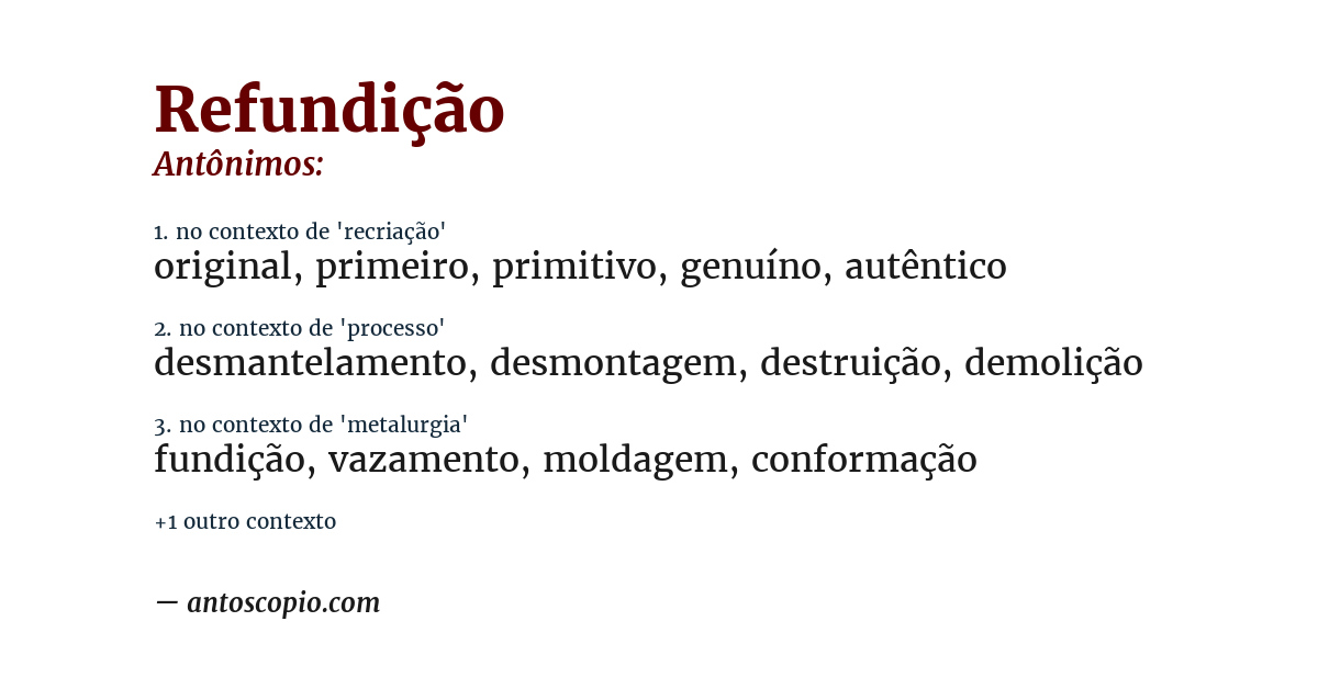 Antônimo de refundição