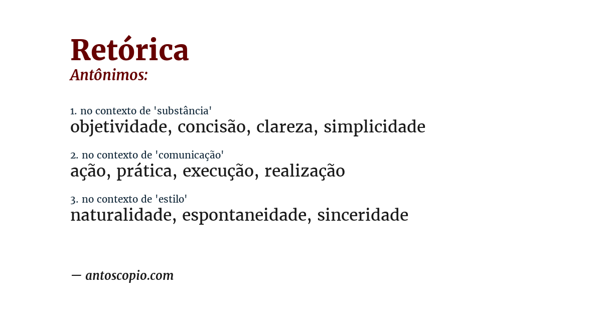 Antônimo de retórica