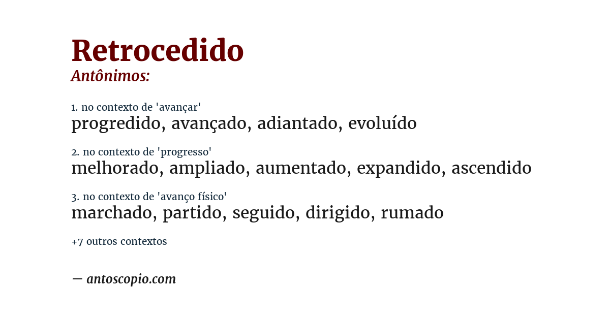 Antônimo de retrocedido