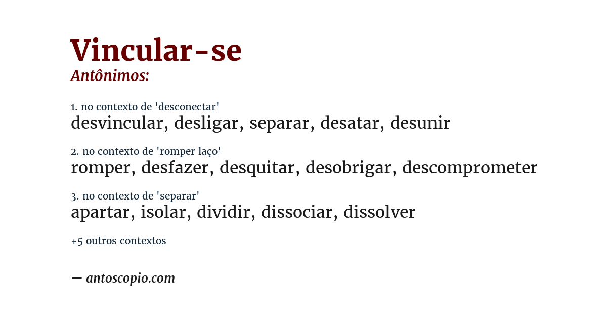 Antônimo de vincular-se