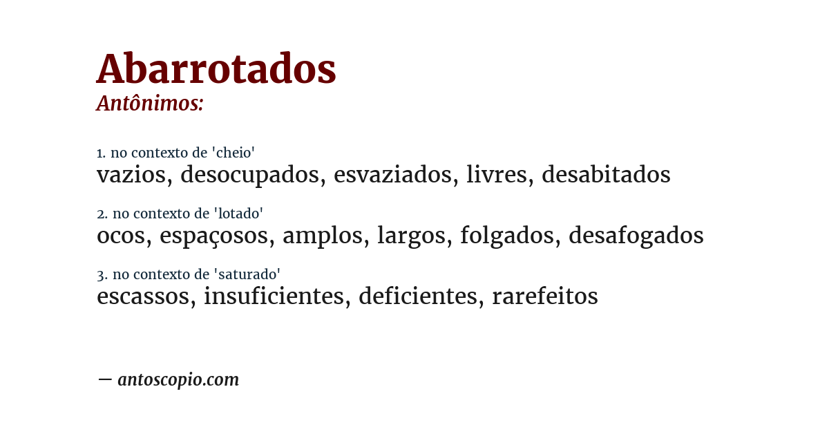 Antônimo de abarrotados