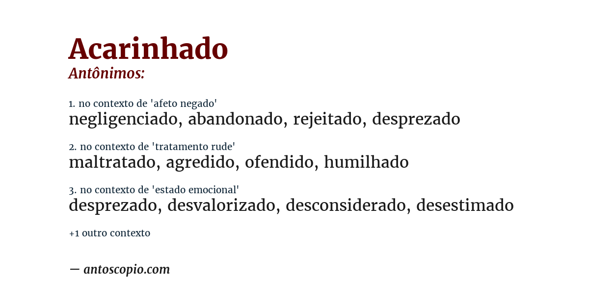 Antônimo de acarinhado