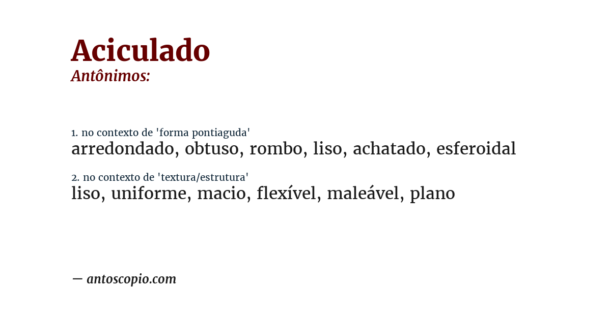 Antônimo de aciculado