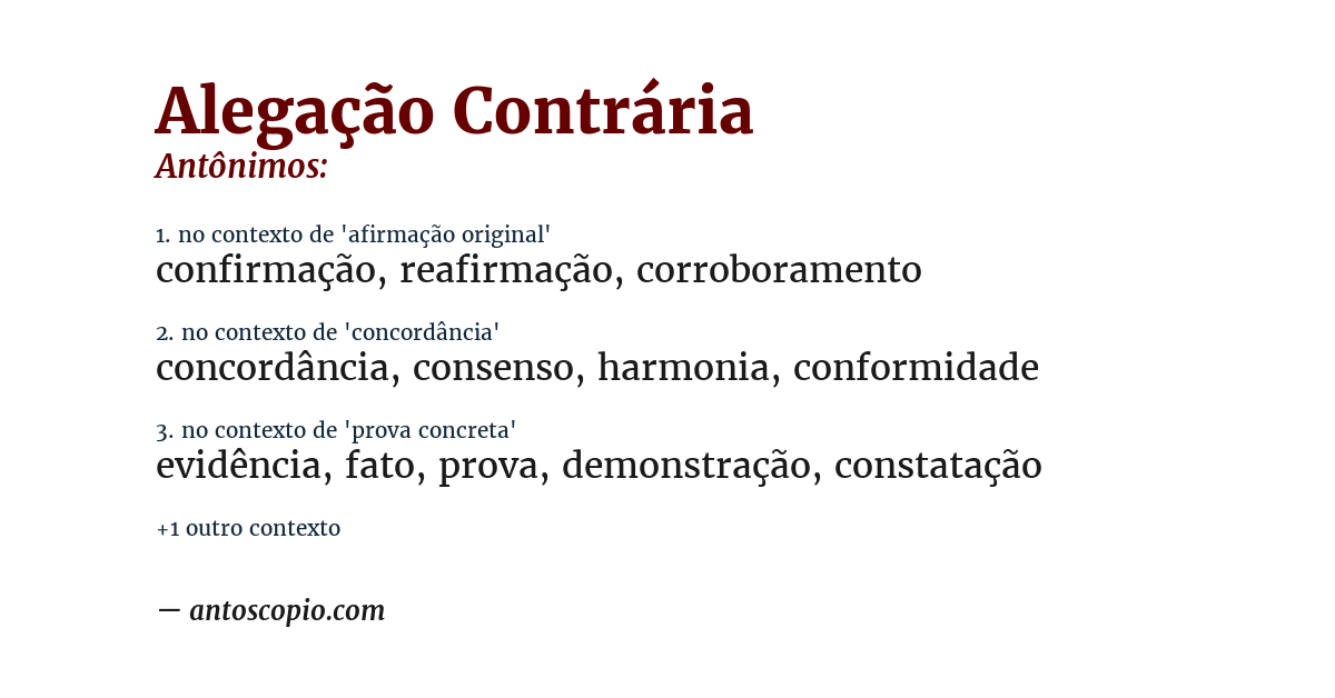 Antônimo de alegação contrária