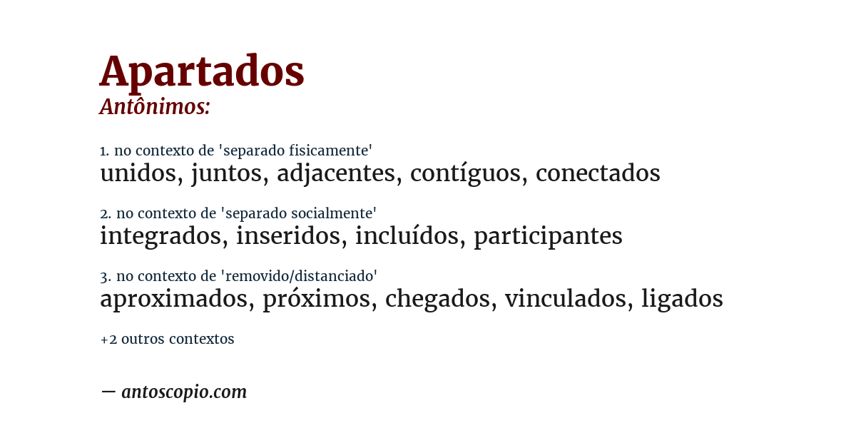Antônimo de apartados