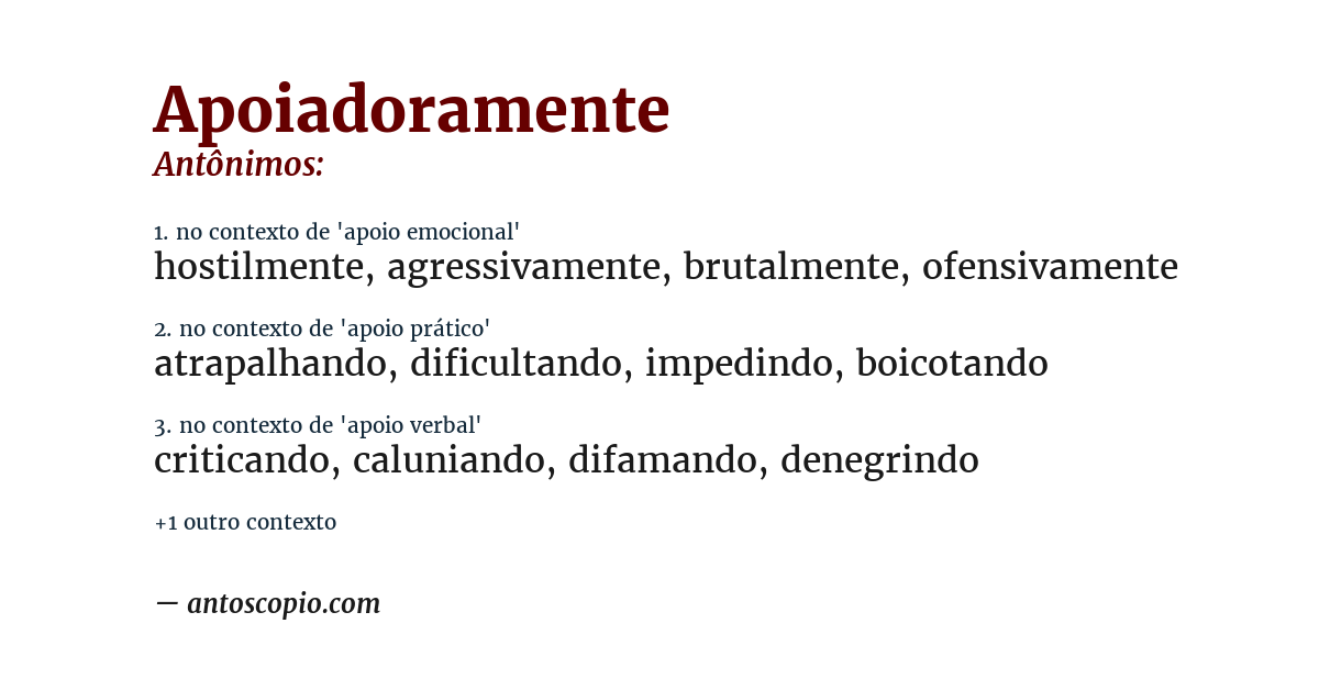 Antônimo de apoiadoramente