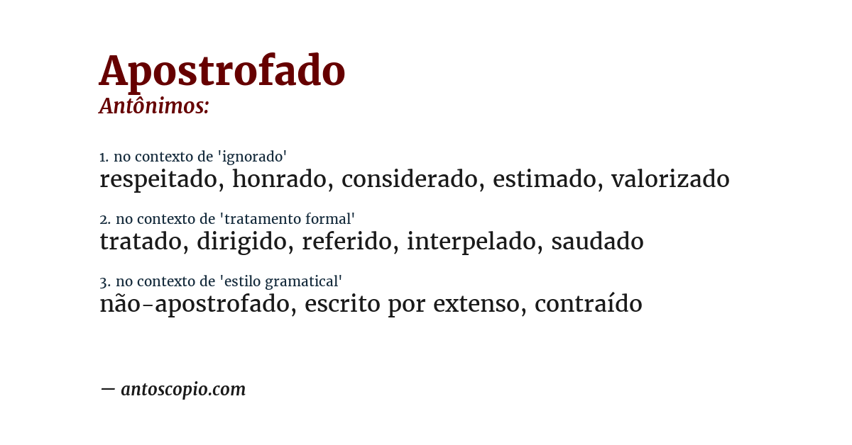 Antônimo de apostrofado