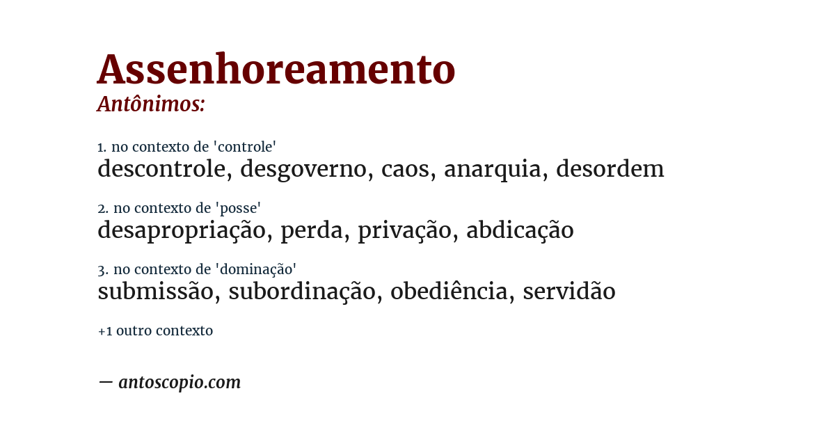 Antônimo de assenhoreamento