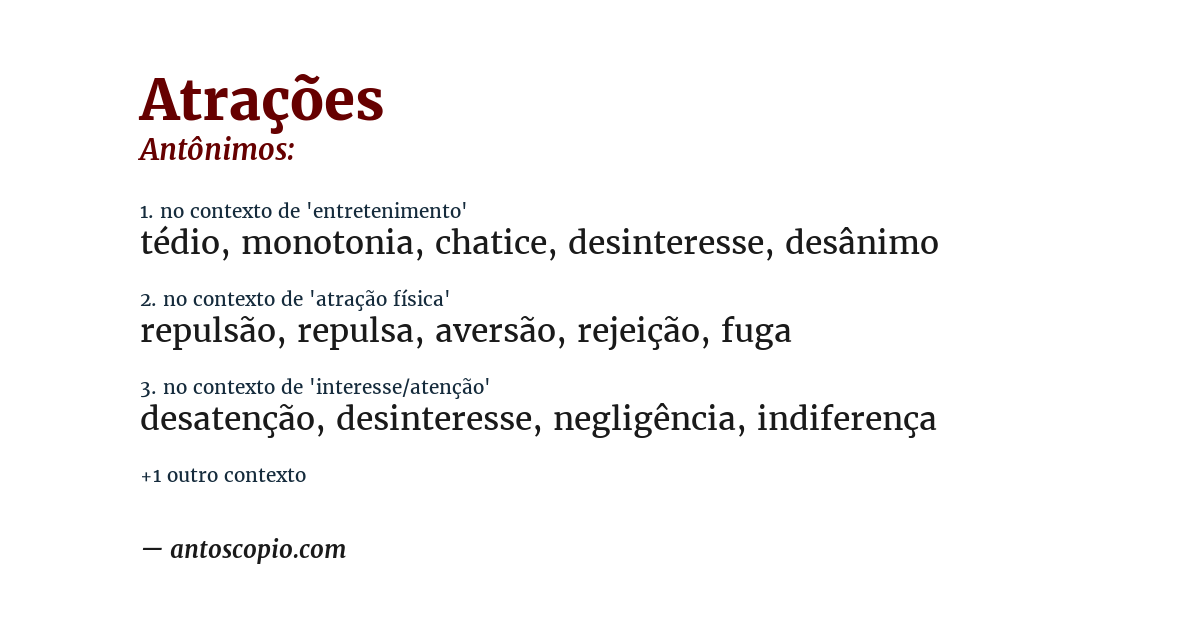 Antônimo de atrações