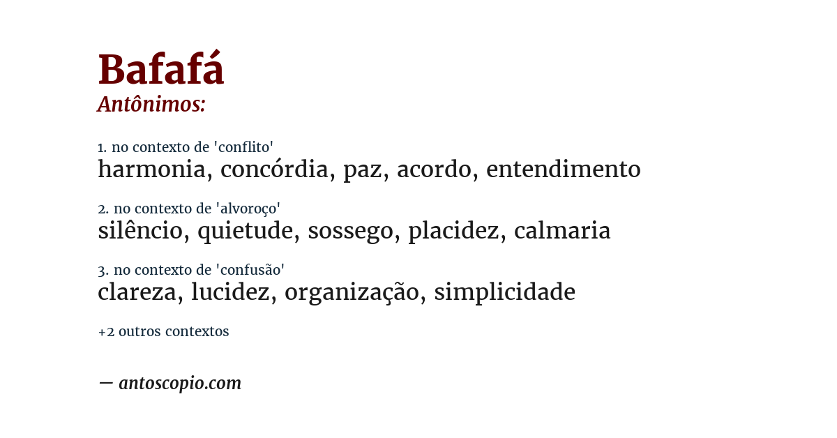 Antônimo de bafafá