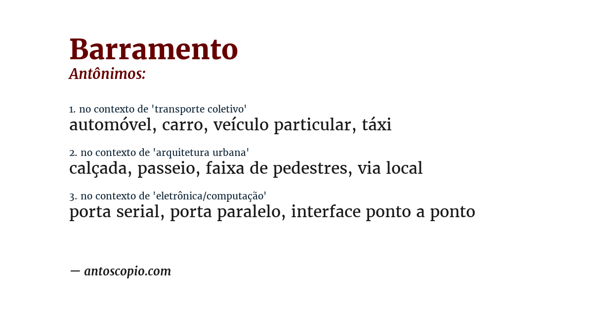 Antônimo de barramento