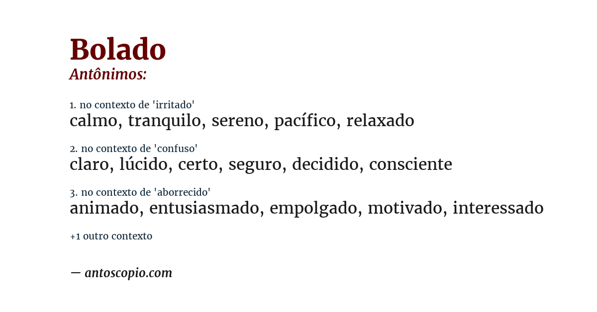Antônimo de bolado