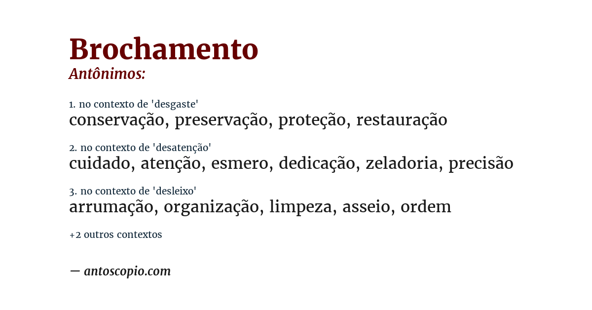 Antônimo de brochamento
