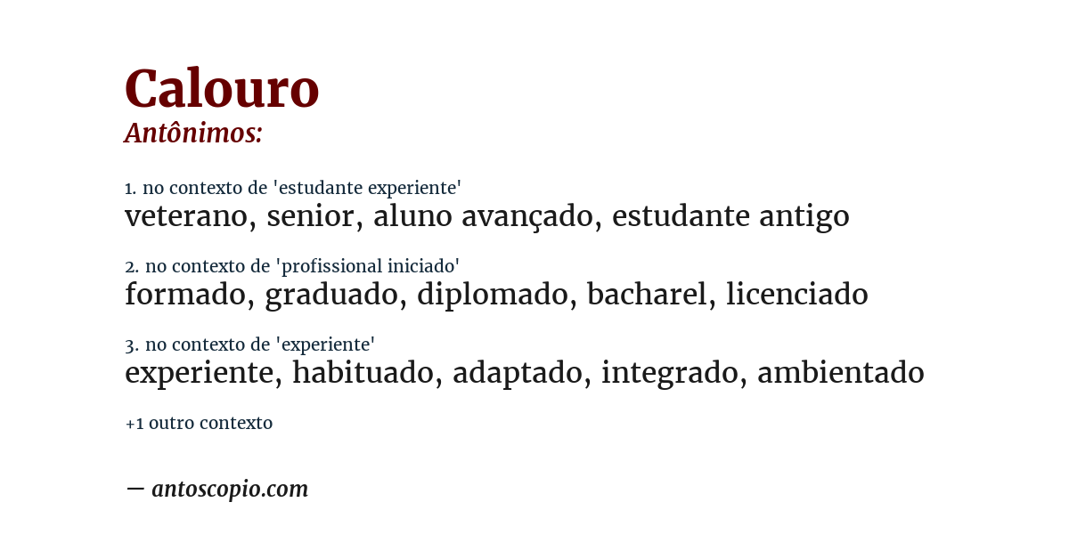 Antônimo de calouro