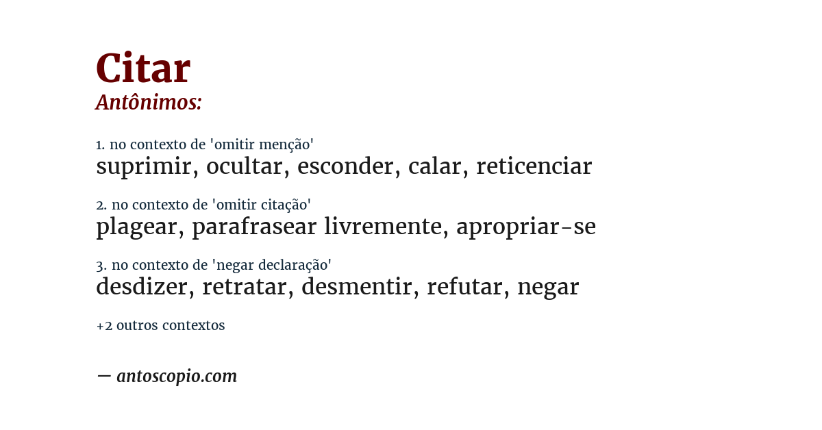 Antônimo de citar