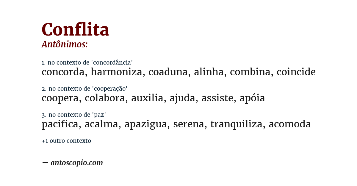 Antônimo de conflita
