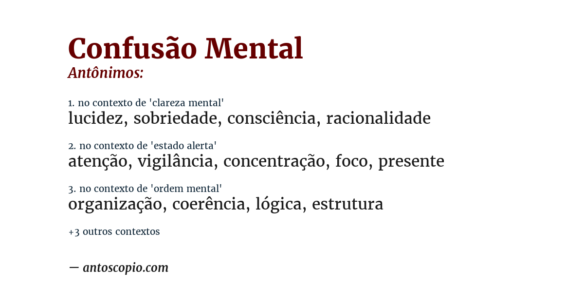 Antônimo de confusão mental