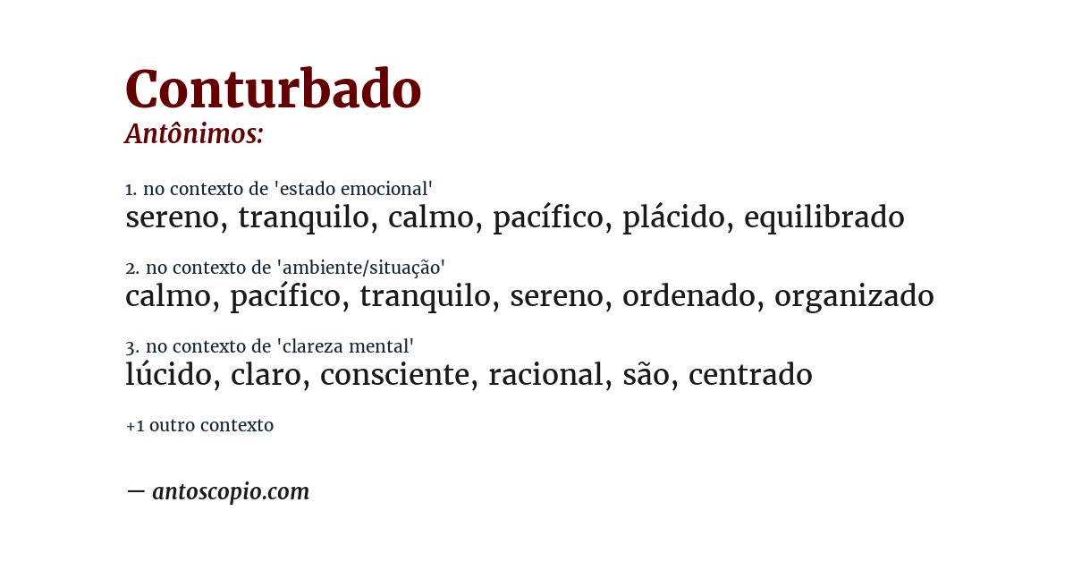 Antônimo de conturbado