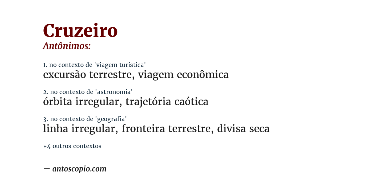 Antônimo de cruzeiro