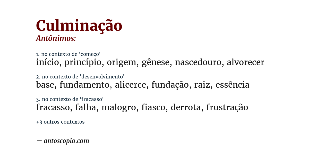Antônimo de culminação