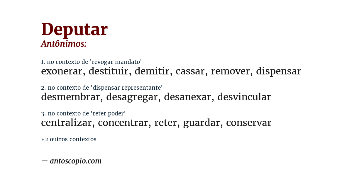 Antônimo de deputar