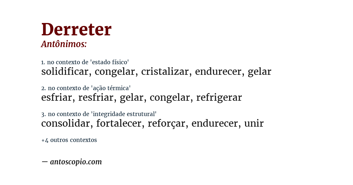 Antônimo de derreter