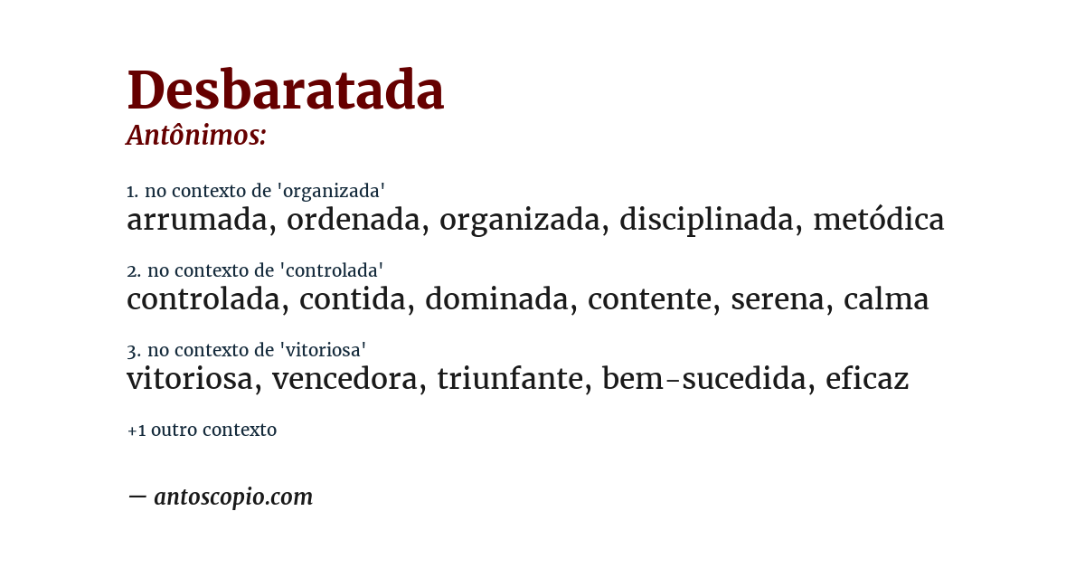 Antônimo de desbaratada