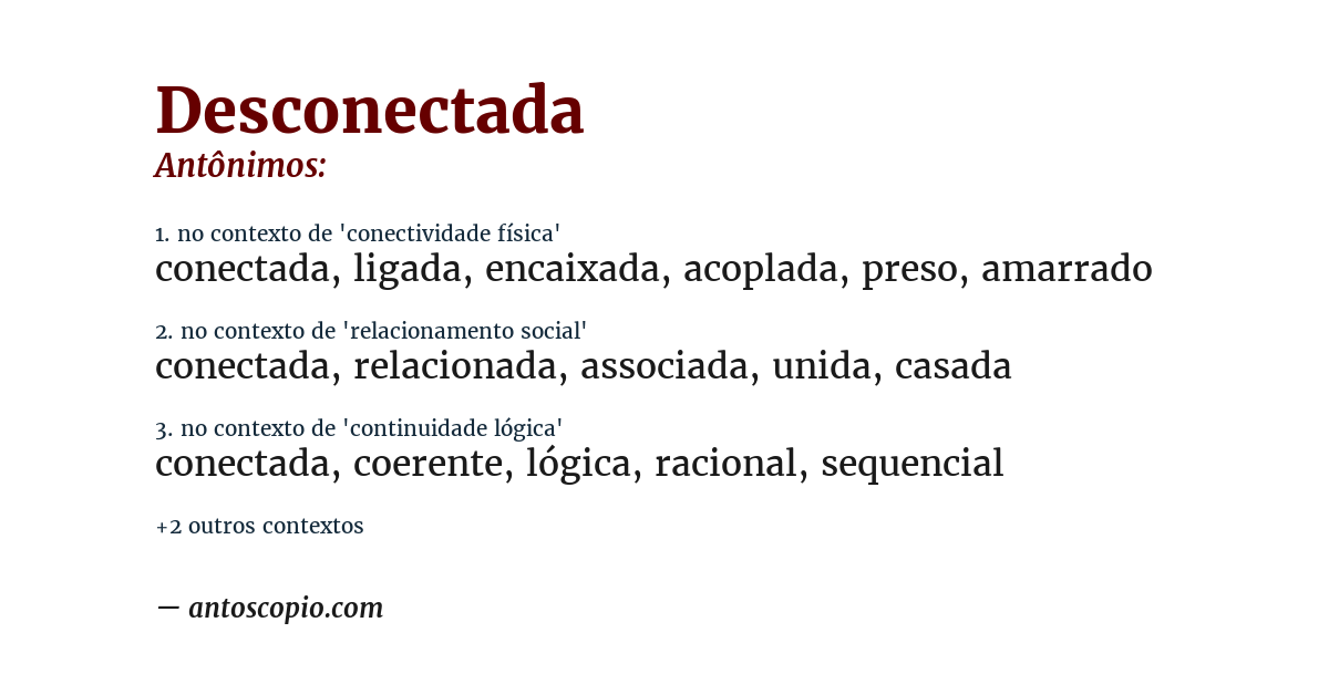 Antônimo de desconectada