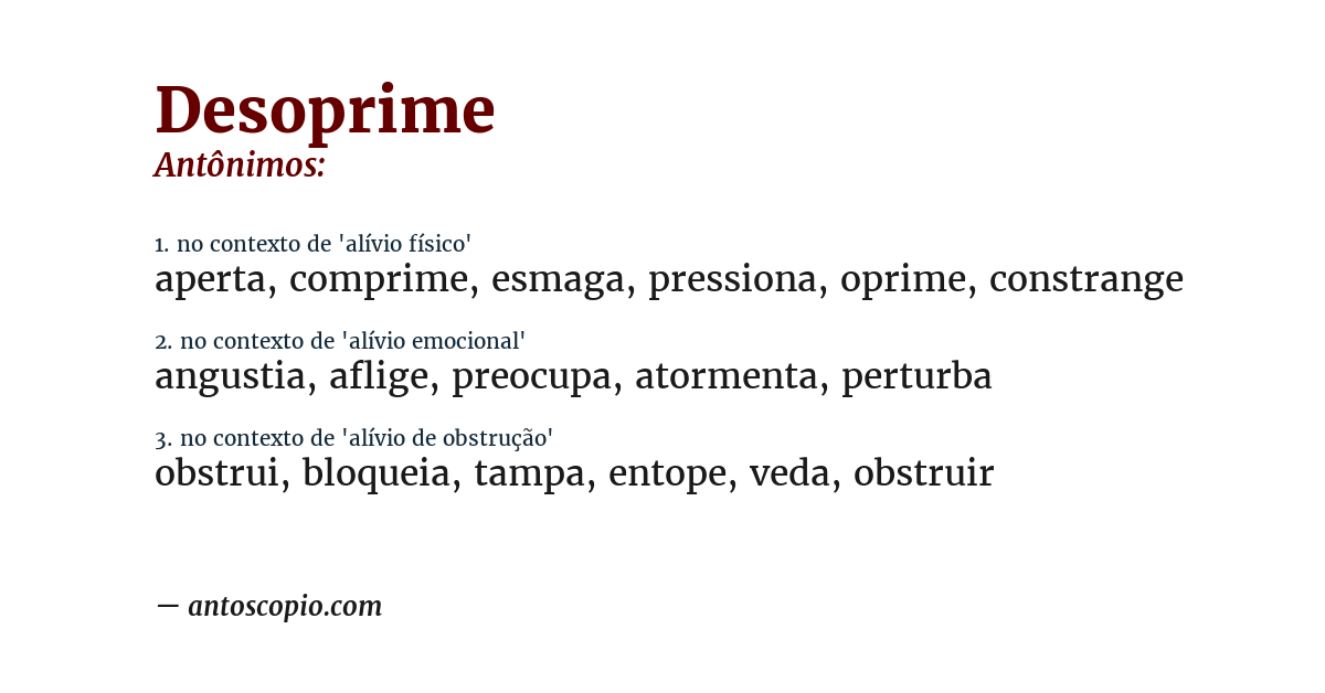 Antônimo de desoprime