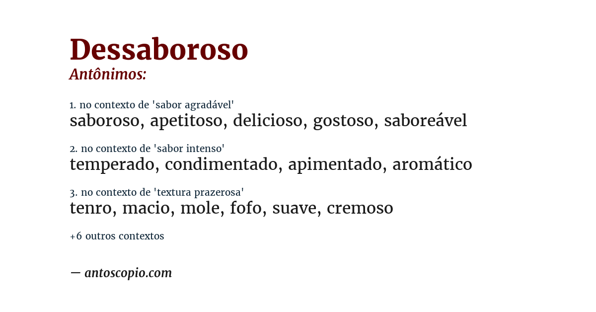 Antônimo de dessaboroso
