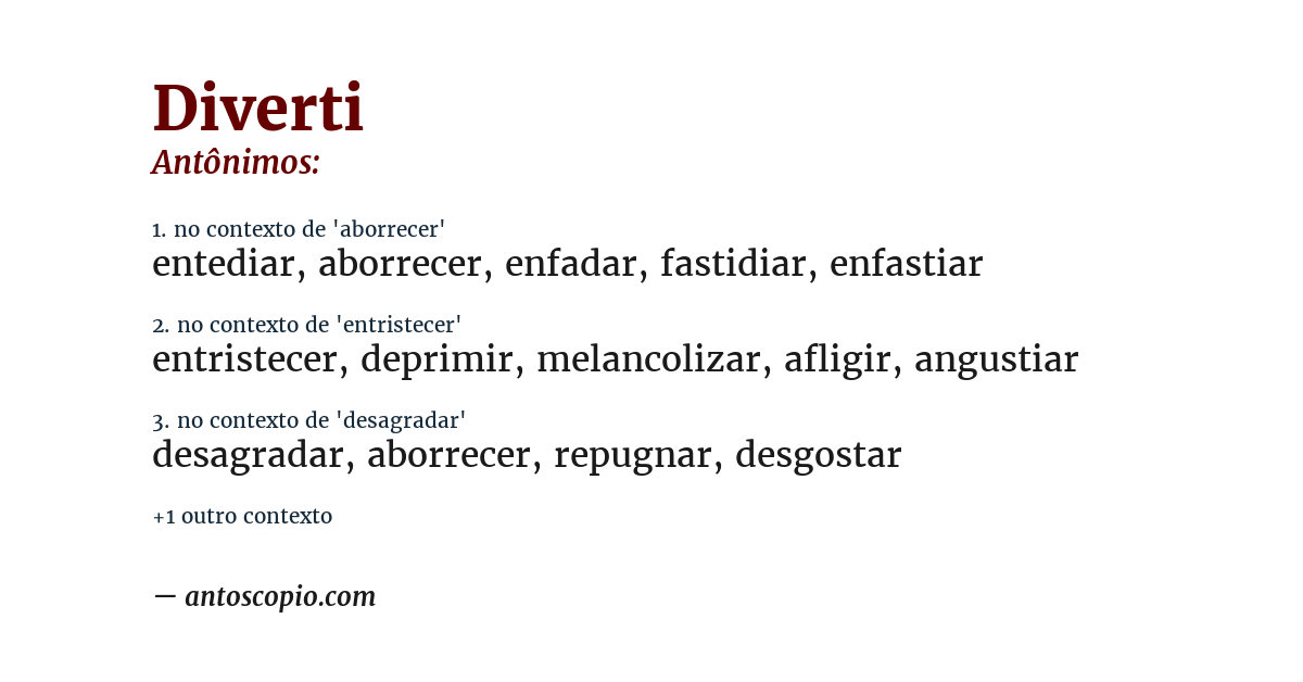 Antônimo de diverti