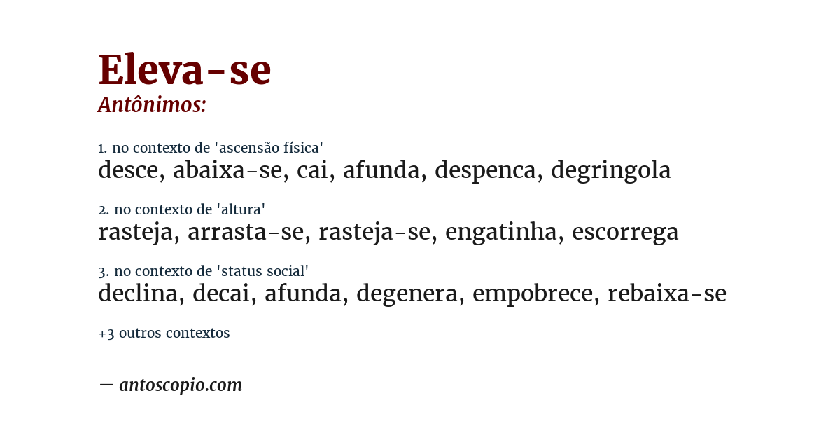 Antônimo de eleva-se