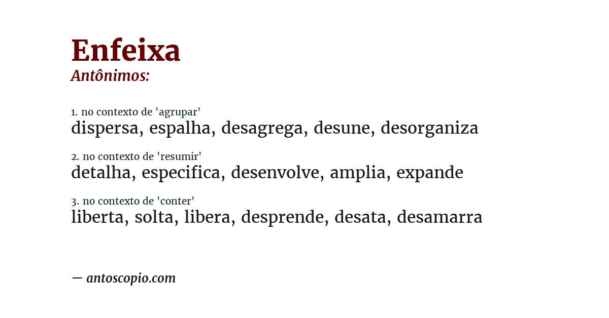Antônimo de enfeixa