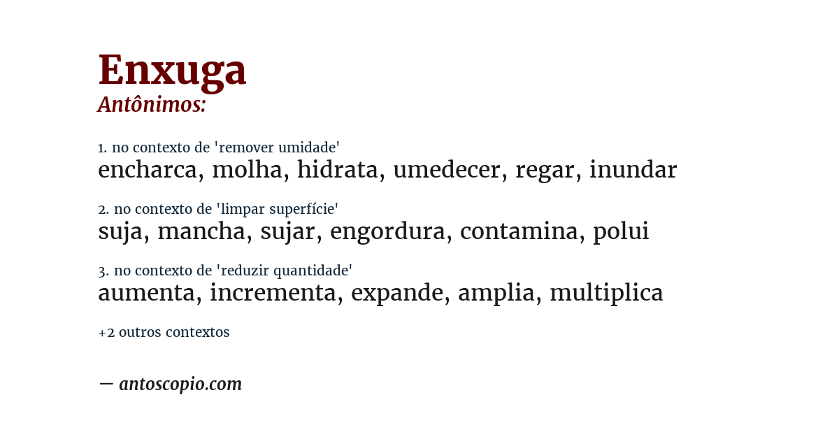 Antônimo de enxuga