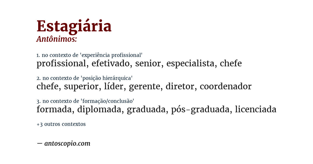 Antônimo de estagiária