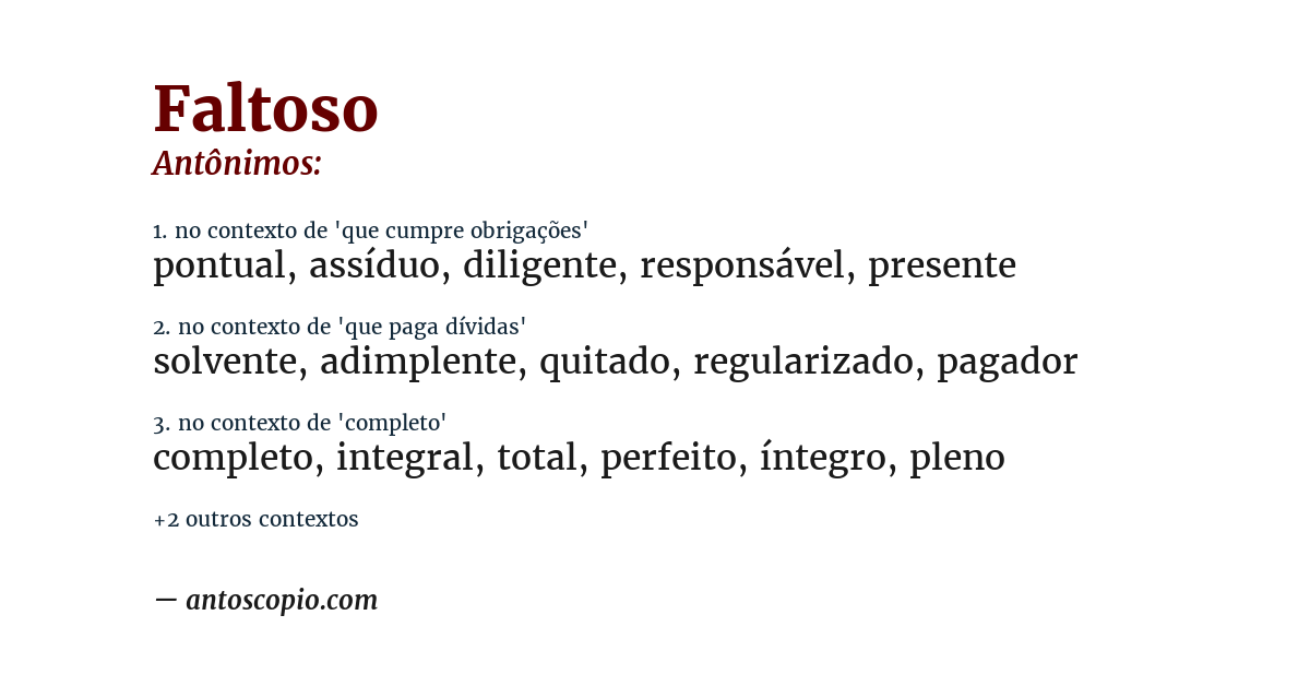 Antônimo de faltoso