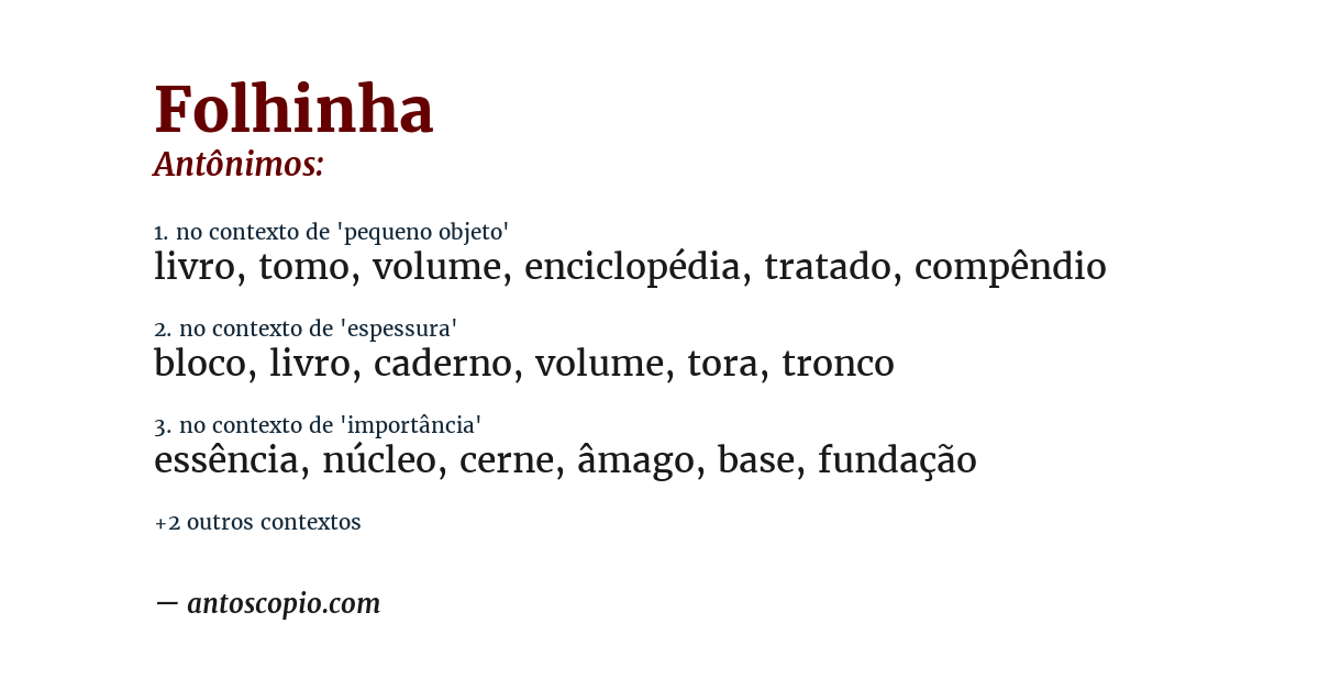 Antônimo de folhinha