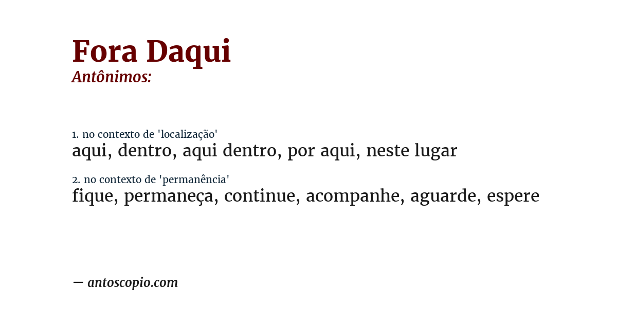 Antônimo de fora daqui