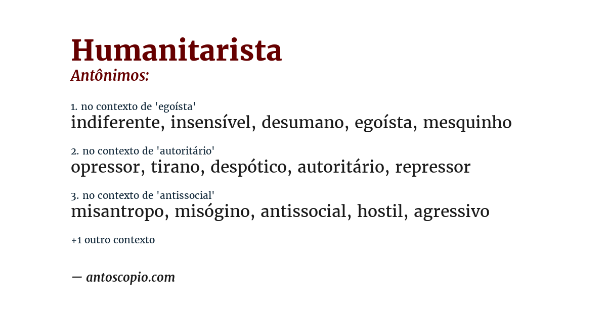 Antônimo de humanitarista