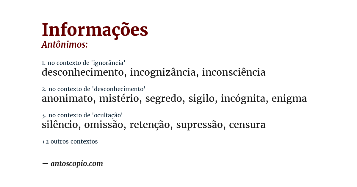 Antônimo de informações
