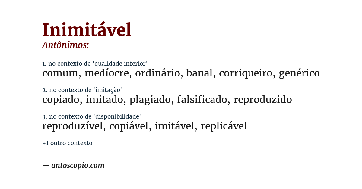 Antônimo de inimitável