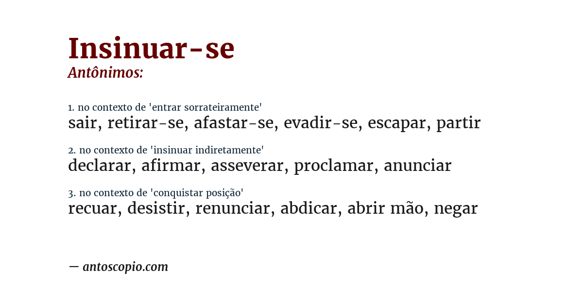 Antônimo de insinuar-se