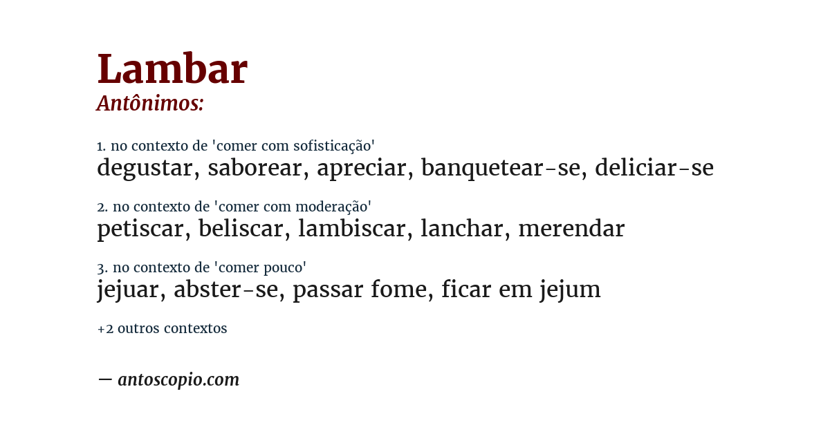 Antônimo de lambar