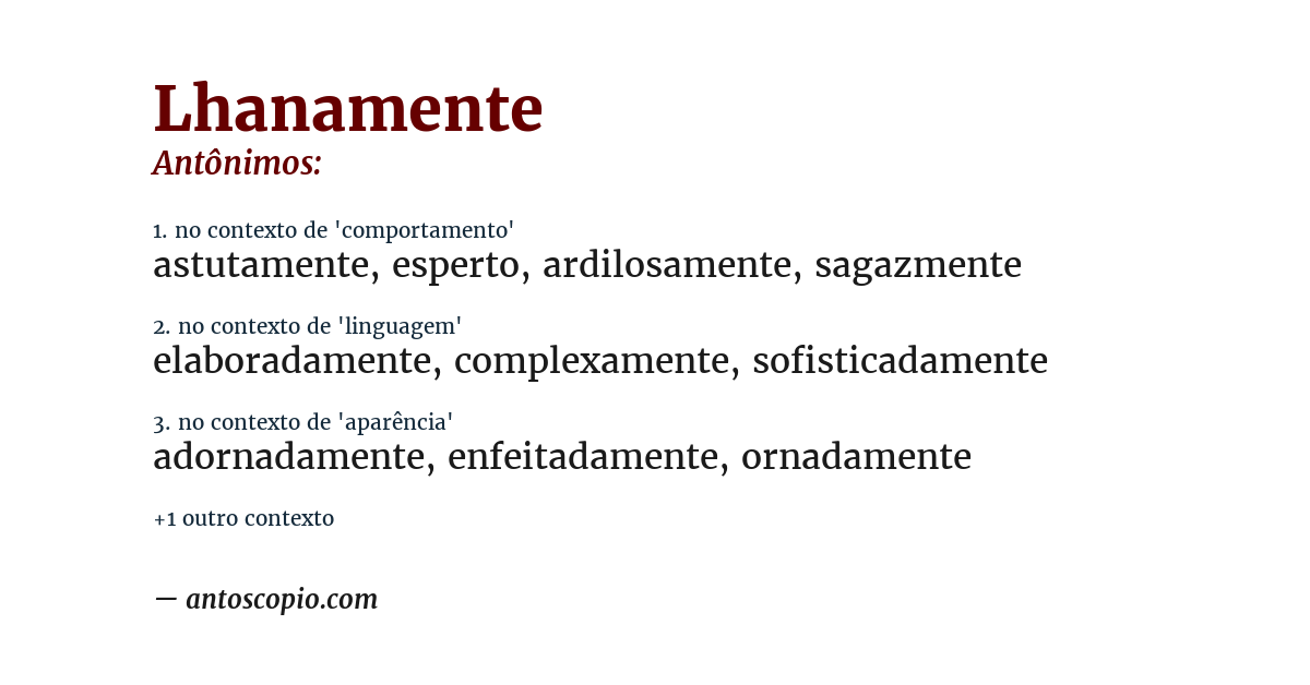 Antônimo de lhanamente