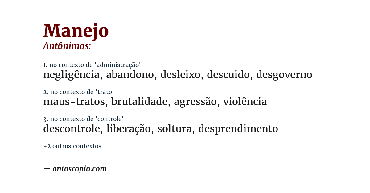 Antônimo de manejo