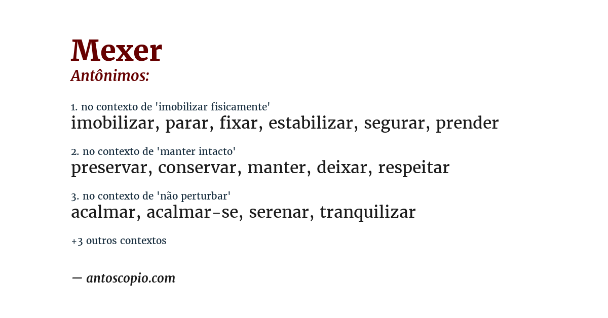 Antônimo de mexer