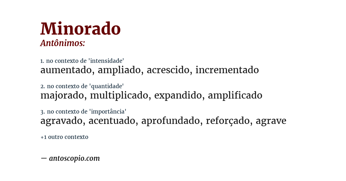 Antônimo de minorado