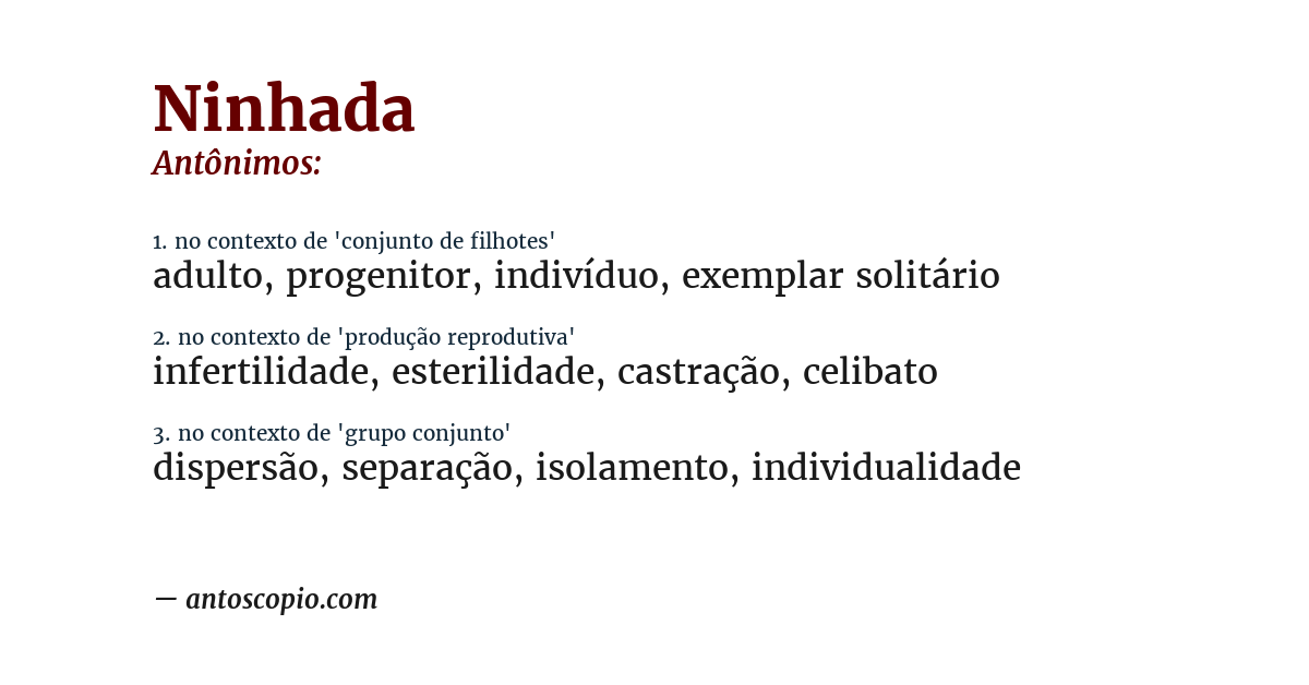 Antônimo de ninhada